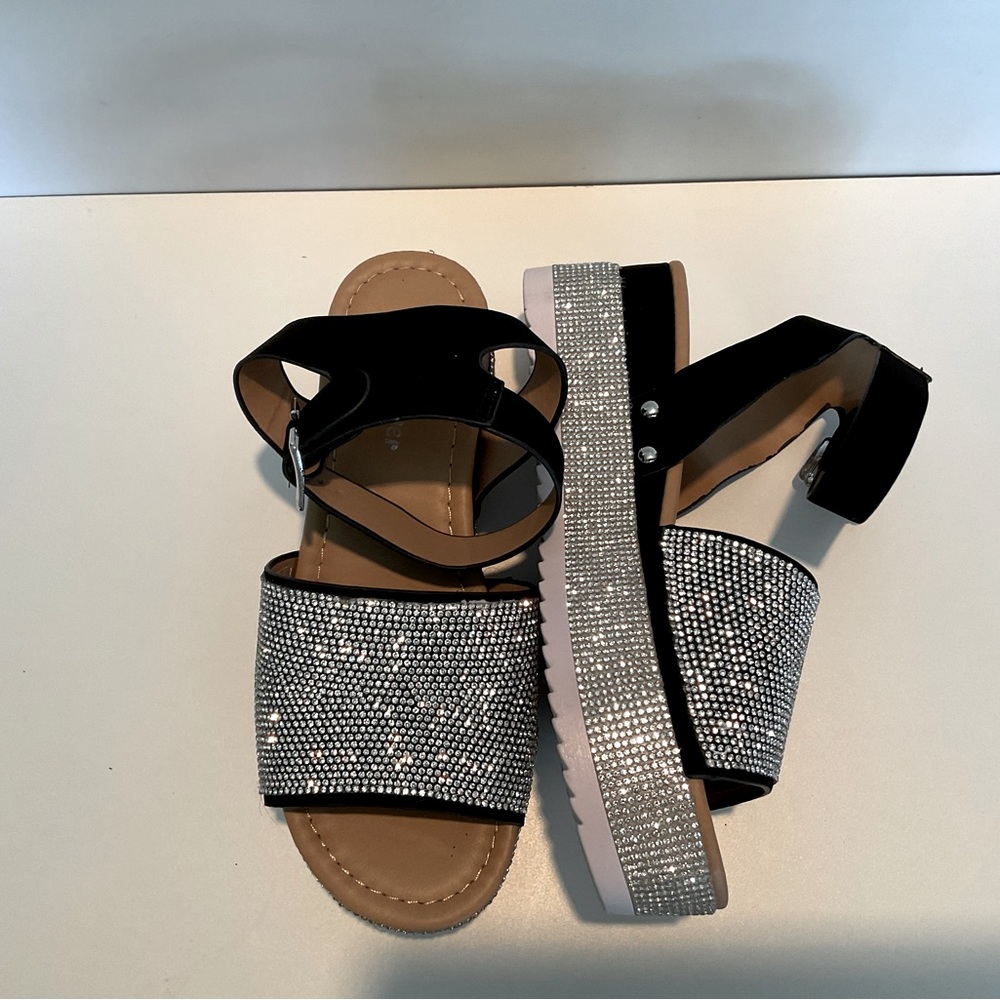 Forever Platform Rhinestone Ankle Strap Shoes, Si… - image 5